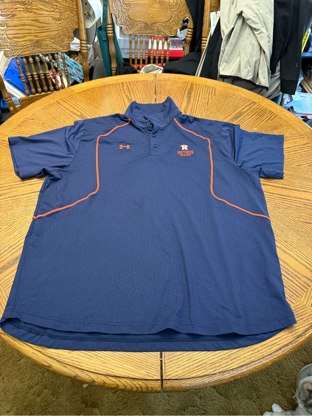 Under Armour Men’s Navy Houston Astros Polo with Orange Trim